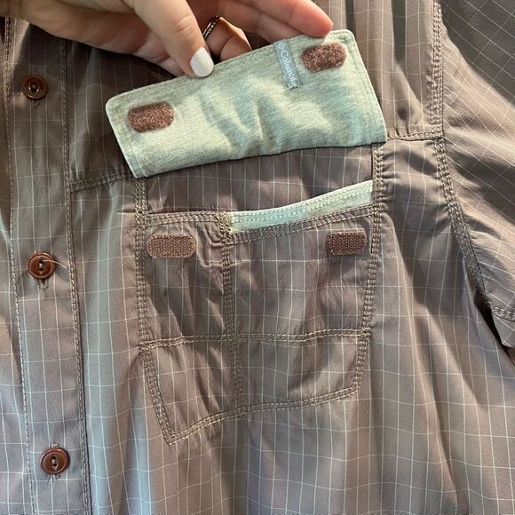 Columbia Men's Omni-Shade Short Sleeve Shirt Brown XL - Picture 4 of 10